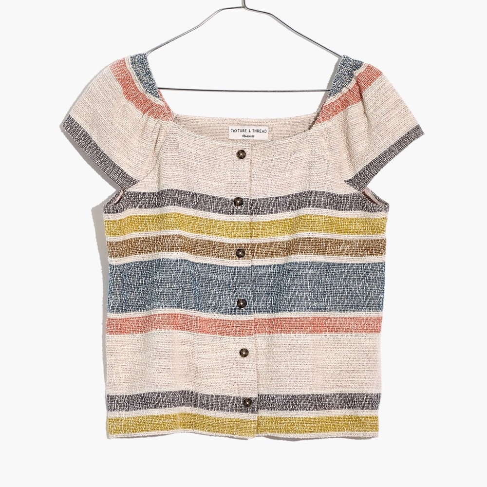 🤩EUC🤩 MADEWELL TEXTURE & THREAD Button-Front Top In Stripe